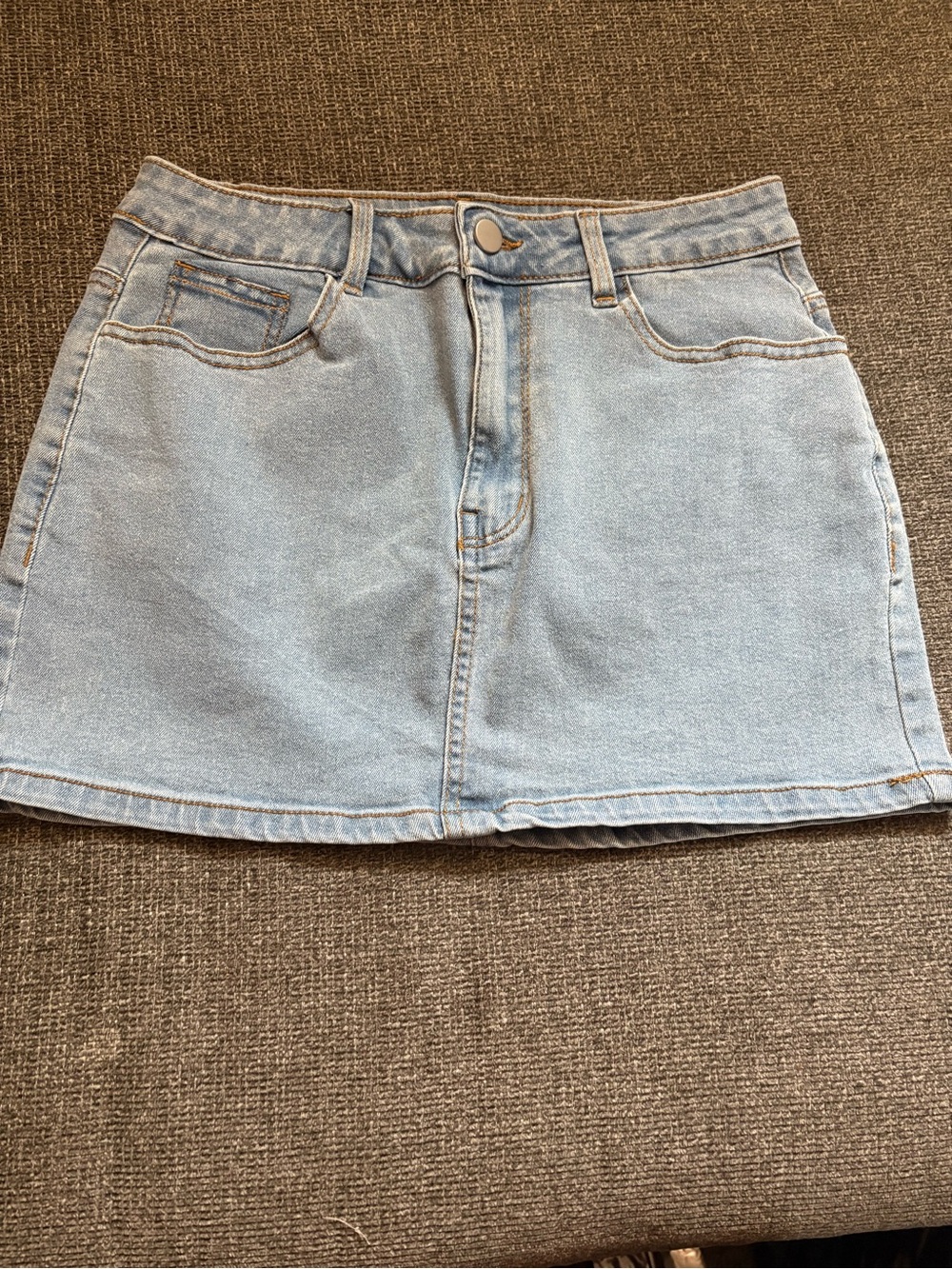 Light Wash Denim Mini Skirt w bows - Casual Everyday